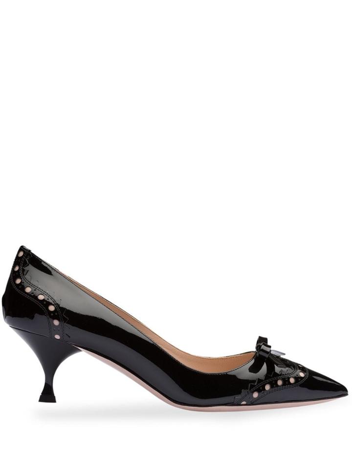 Miu Miu Bow-embellished Perforated 55mm Pumps - Black