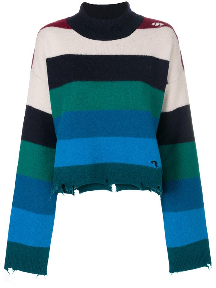 Erika Cavallini Striped Distressed Jumper - Multicolour