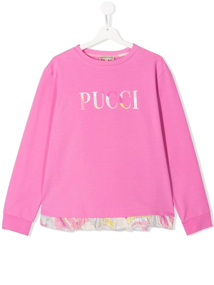 Emilio Pucci Junior Contrast Logo Jumper - Pink