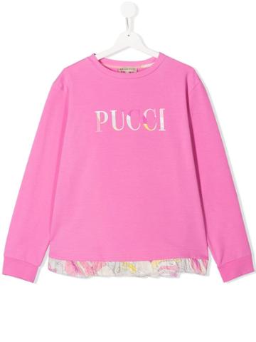 Emilio Pucci Junior Contrast Logo Jumper - Pink