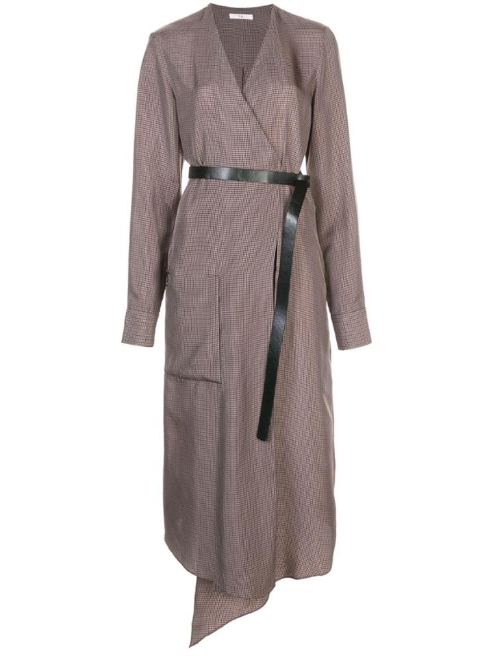 Tibi Walden Wrap Midi Dress - Brown
