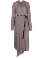 Tibi Walden Wrap Midi Dress - Brown
