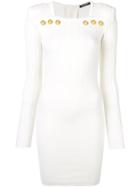 Balmain Ribbed Knit Bodycon Dress - White