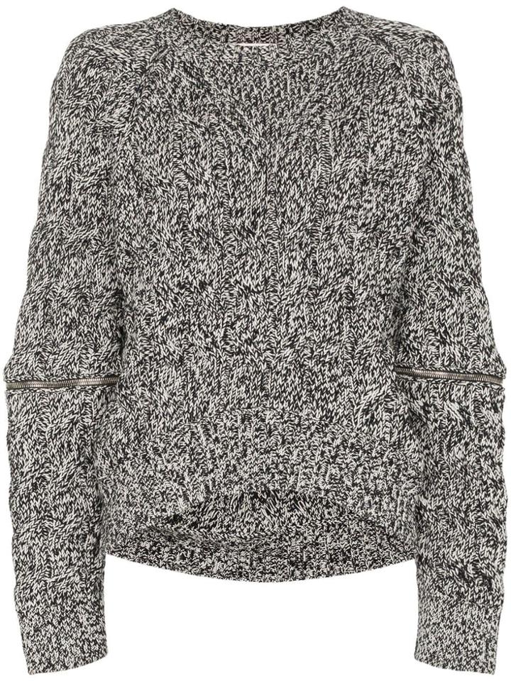 Alexander Mcqueen Zip-sleeve Chunky Sweater - Black