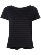Sacai Striped Grosgrain Trim T-shirt, Women's, Size: 1, Black, Cotton
