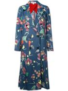 Diane Von Furstenberg - Floral Print Double-breasted Coat - Women - Silk/polyester/spandex/elastane - M, Blue, Silk/polyester/spandex/elastane