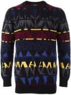 Sibling 'basquiat' Fair Isle Jumper, Men's, Size: Large, Black, Lambs Wool