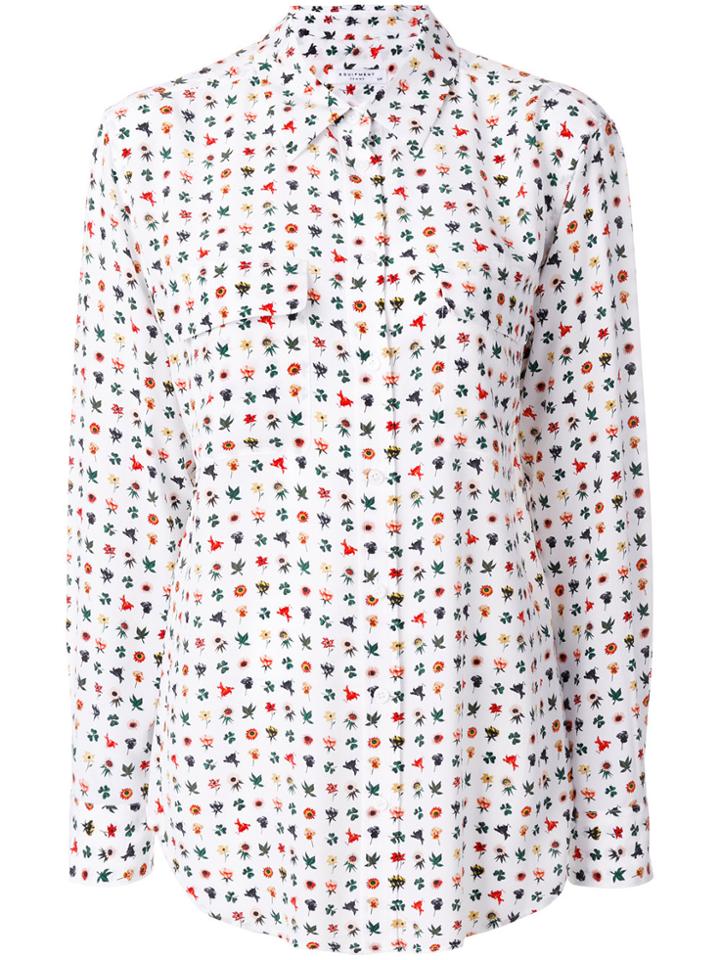 Equipment Classic Embroidered Shirt - White