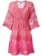 M Missoni - V-neck Dress - Women - Polyamide/polyester/viscose/metallic Fibre - 42, Pink/purple, Polyamide/polyester/viscose/metallic Fibre
