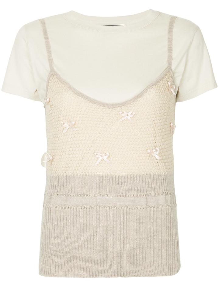 Tu Es Mon Trésor Ribbon-detail Camisole T-shirt - Neutrals