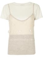 Tu Es Mon Trésor Ribbon-detail Camisole T-shirt - Neutrals