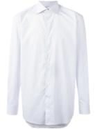 Canali Geometric Motif Shirt, Men's, Size: 40, White, Cotton
