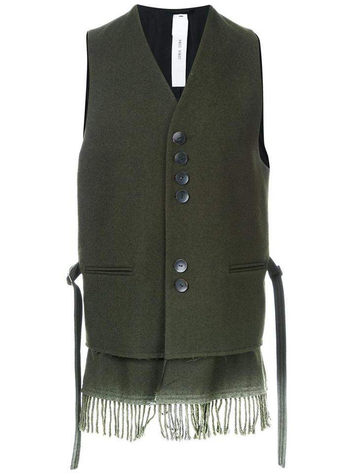 Damir Doma Fringed Waistcoat, Men's, Size: Medium, Green, Virgin Wool