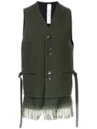 Damir Doma Fringed Waistcoat, Men's, Size: Medium, Green, Virgin Wool