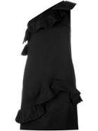 Msgm One-shoulder Ruffled Dress - Black