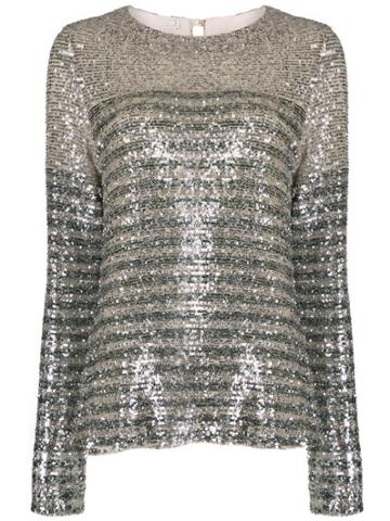 In The Mood For Love Elise Striped Sequin Top - Silver
