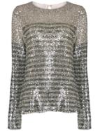 In The Mood For Love Elise Striped Sequin Top - Silver