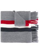 Moncler Striped Scarf, Men's, Grey, Virgin Wool