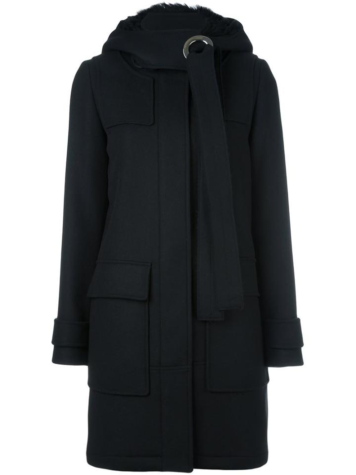Proenza Schouler Hooded Coat, Women's, Size: 8, Black, Nylon/polyester/cupro/lamb Fur
