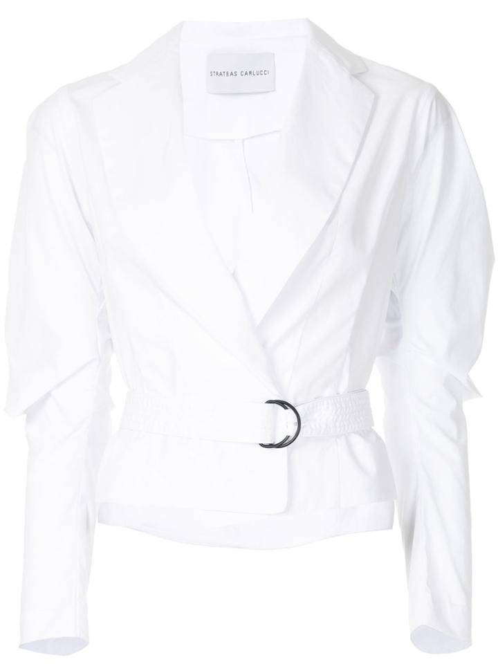 Strateas Carlucci Cropped Belted Shirt - White
