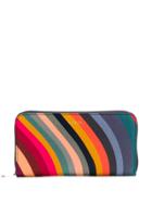 Paul Smith Striped Leather Zip-up Purse - Blue