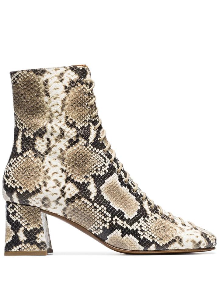 By Far Becca 50 Snake Print Boots - Neutrals