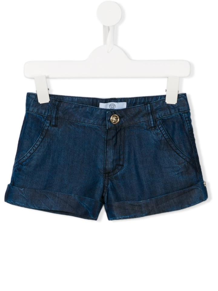 Young Versace Floral Pocket Denim Shorts, Girl's, Size: 8 Yrs, Blue