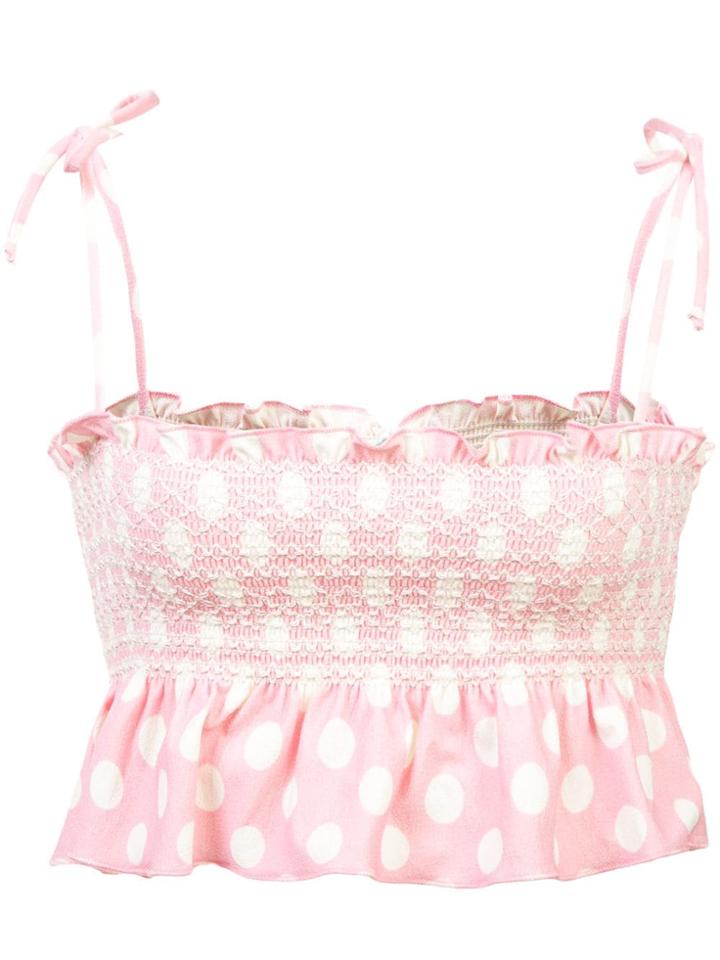 Lisa Marie Fernandez Selena Smocked Linen Top - Pink & Purple