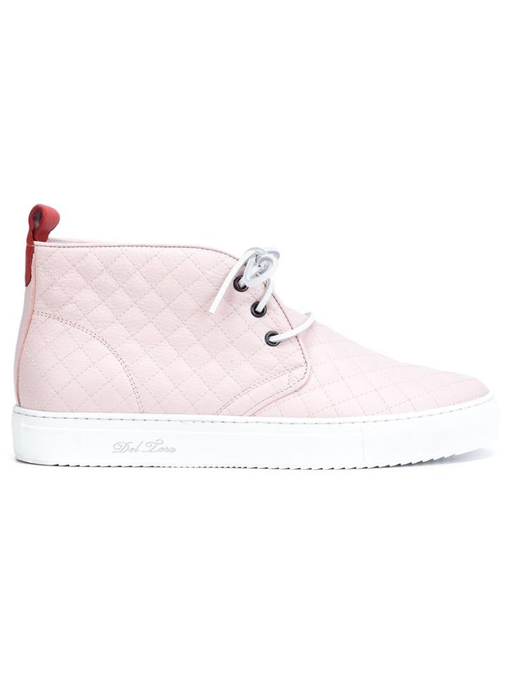 Del Toro Shoes Quilted Hi-tops, Men's, Size: 13, Pink/purple, Leather