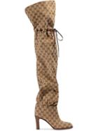 Gucci Original Gg 85 Canvas Over-the-knee Boot - Neutrals