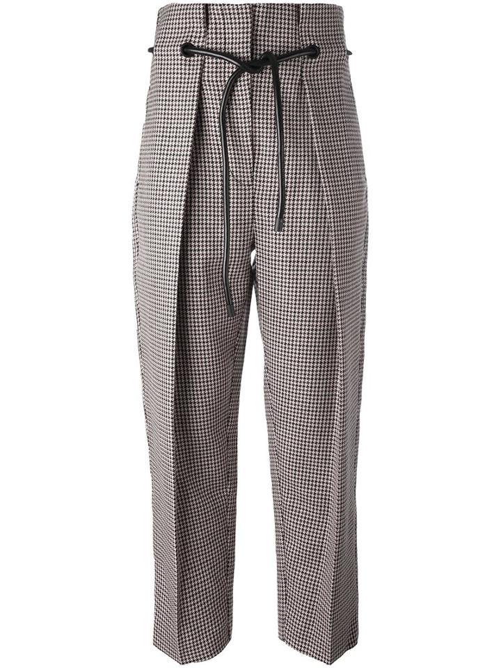 3.1 Phillip Lim Origami Pleat Houndstooth Trousers, Women's, Size: 0, Brown, Wool/viscose/polyurethane