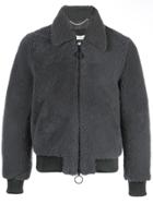 Off-white Fluffy Cropped Coat - Grey