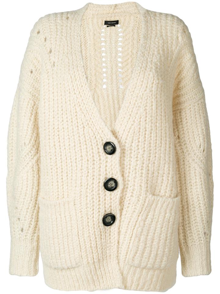 Isabel Marant - Long Knitted Cardigan - Women - Polyester/wool/alpaca - 36, Nude/neutrals, Polyester/wool/alpaca