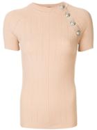Balmain Shoulder Button Knitted Top - Neutrals