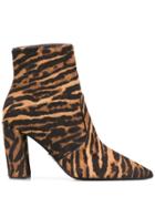 Prada Leopard Pattern Ankle Boots - Brown