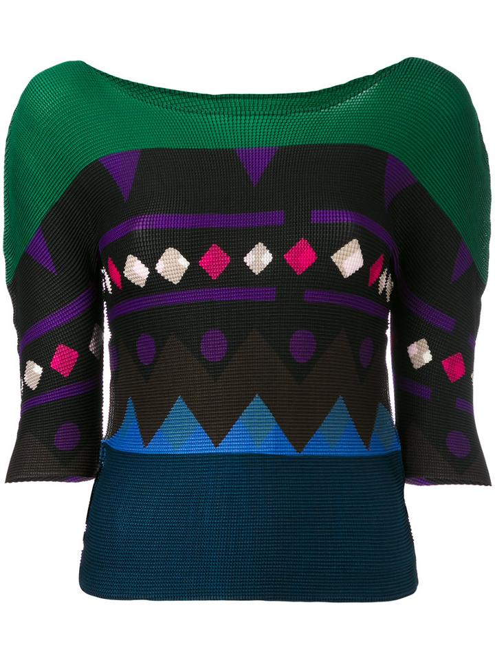 Issey Miyake Cauliflower - Patterend Top - Women - Polyester - One Size, Green, Polyester