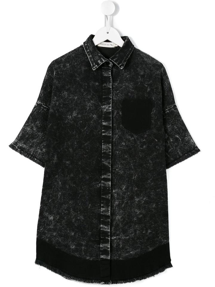 Andorine - Raw Edge Shirt Dress - Kids - Cotton/spandex/elastane - 6 Yrs, Black