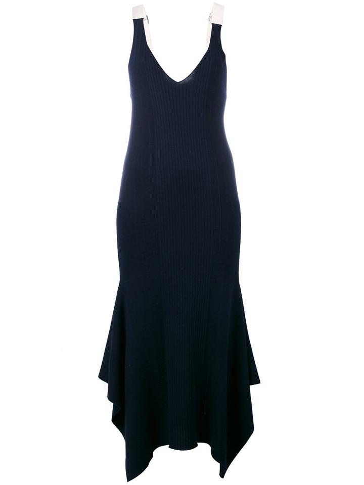 Alexander Wang - V-neck Dress - Women - Cotton/merino - Xs, Women's, Blue, Cotton/merino