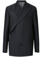 Wooyoungmi Stripe Double Breasted Blazer - Blue