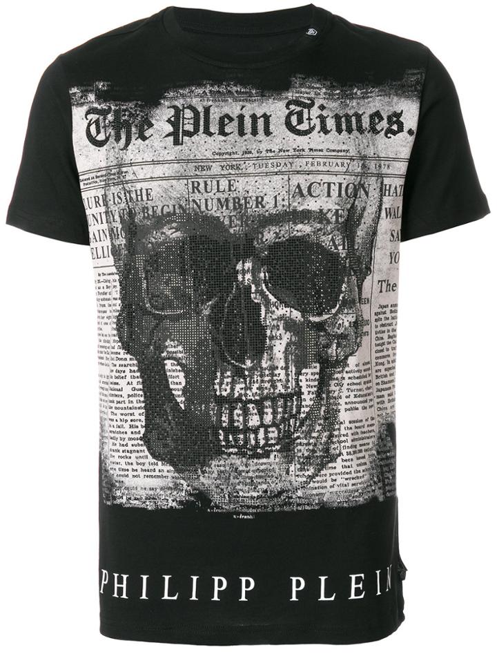 Philipp Plein Newspaper Skull T-shirt - Black