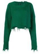 Diesel Distressed Cropped Sweater - Green