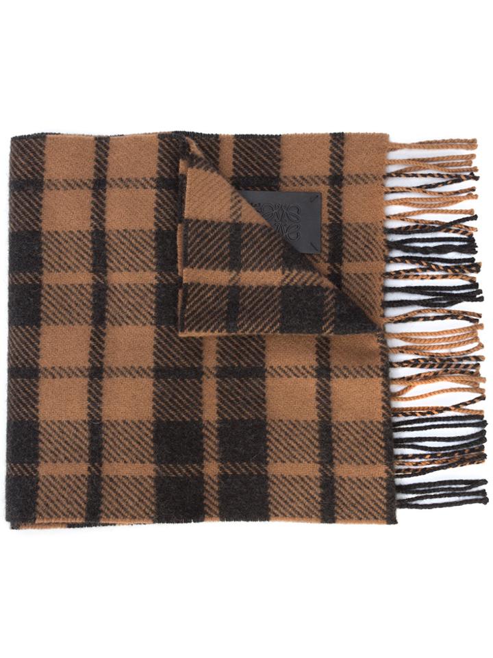 Loewe Tartan Scarf - Brown
