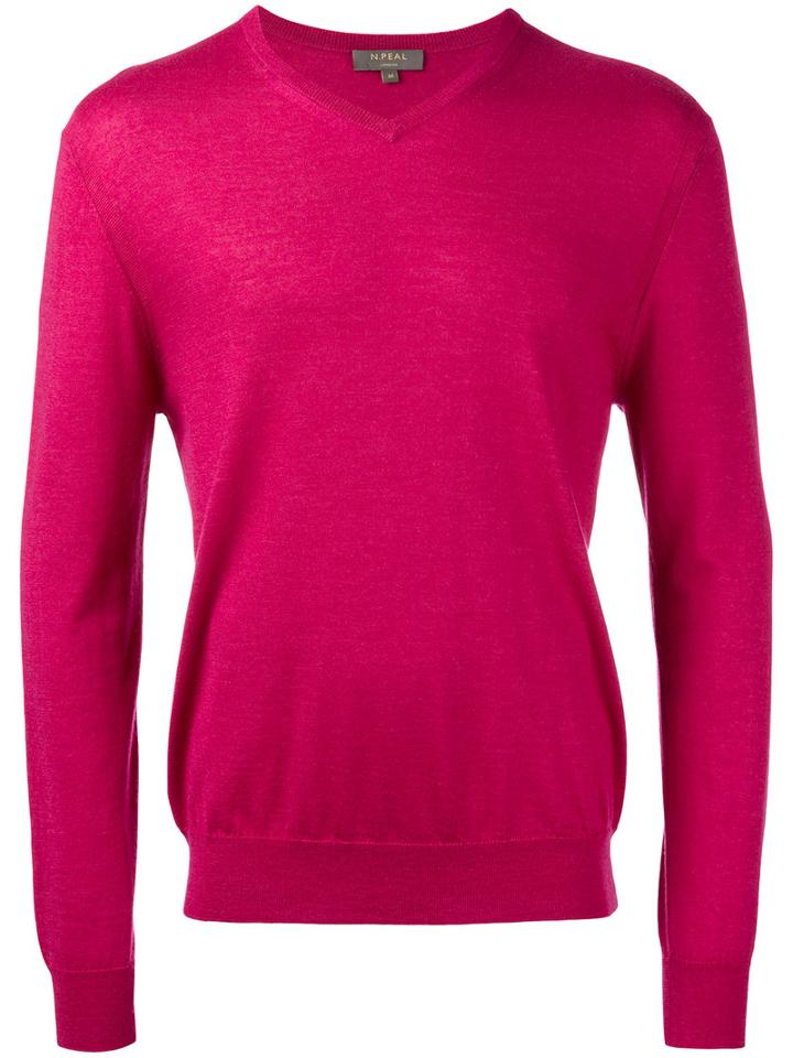 N.peal V Neck Sweatshirt, Men's, Size: Large, Pink/purple, Cashmere