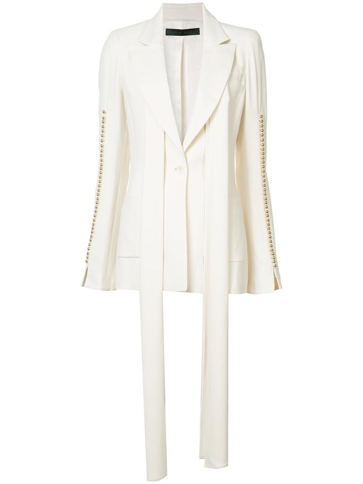 Elie Saab - Button Sleeve Blazer - Women - Spandex/elastane/acetate/viscose - 38, White, Spandex/elastane/acetate/viscose