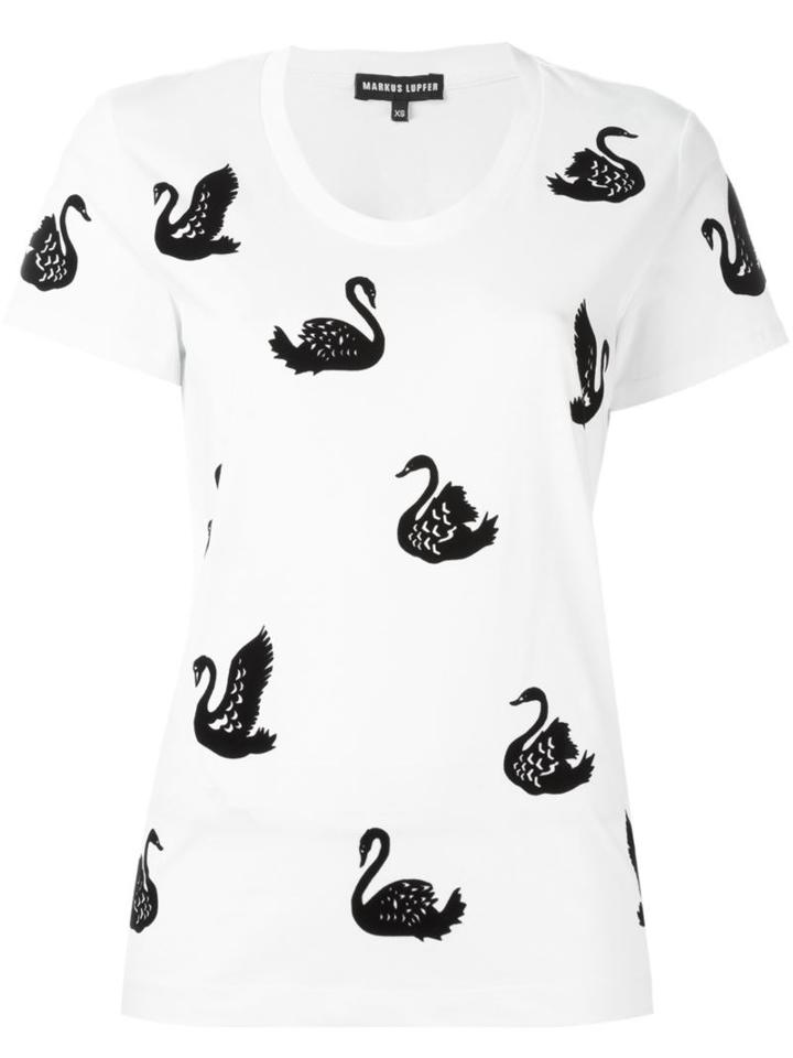 Markus Lupfer Flocked Swan T-shirt