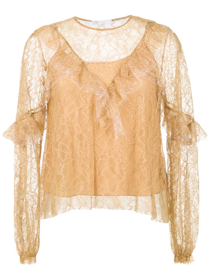 Nk Ruffled Lace Blouse - Nude & Neutrals
