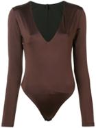 Unravel Project V-neck Stretch Body - Brown