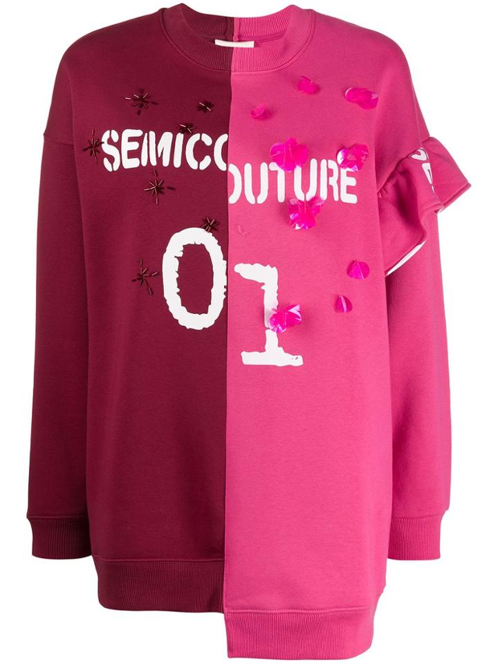 Semicouture Logo Asymmetric Sweatshirt - Red