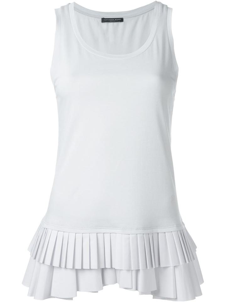 Alexander Mcqueen Pleated Hem Tank Top, Women's, Size: 40, Grey, Polyester/cotton