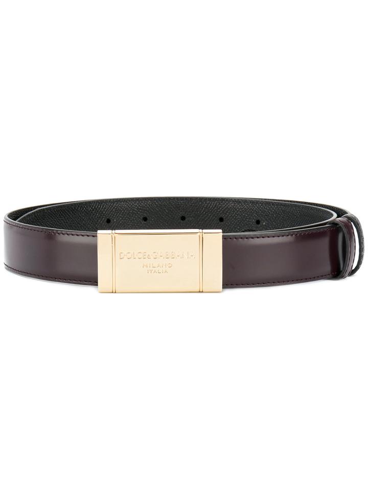 Dolce & Gabbana - Logo Plaque Belt - Men - Calf Leather - 90, Black, Calf Leather